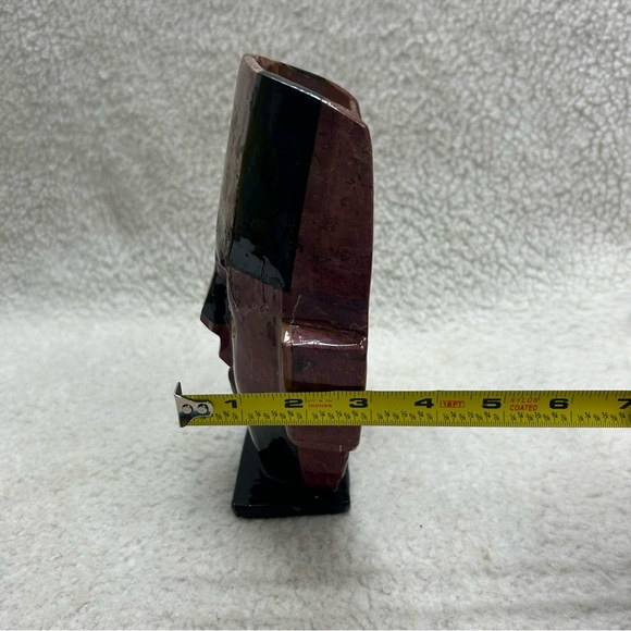 Aztec Mayan Mosaic muave black abalone burial death mask decor on stand 8.5" - Picture 10 of 15